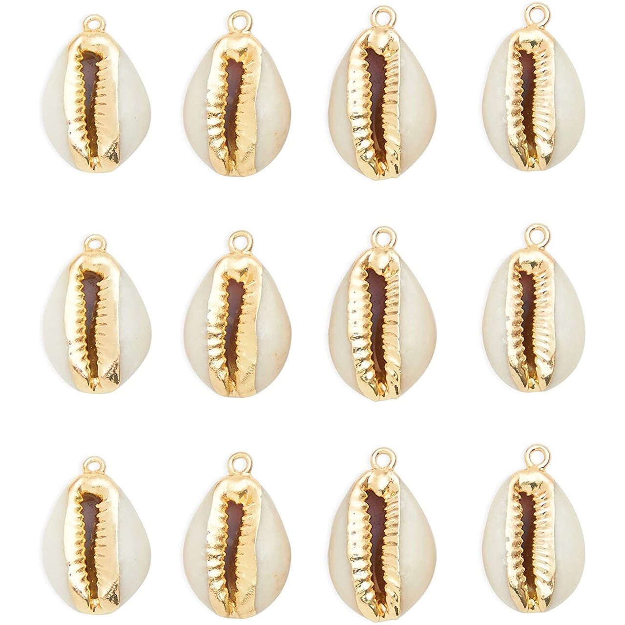 Dangle Charms for DIY Jewelry Making, Cowrie Sea Shell (0.7-0.8 In, 12 Pack)